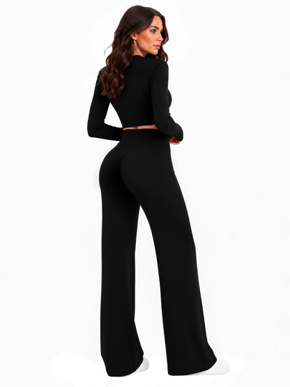 Sunzel Women's Fleece Lined Wide Leg Leggings Scrunch Butt Yoga Pants