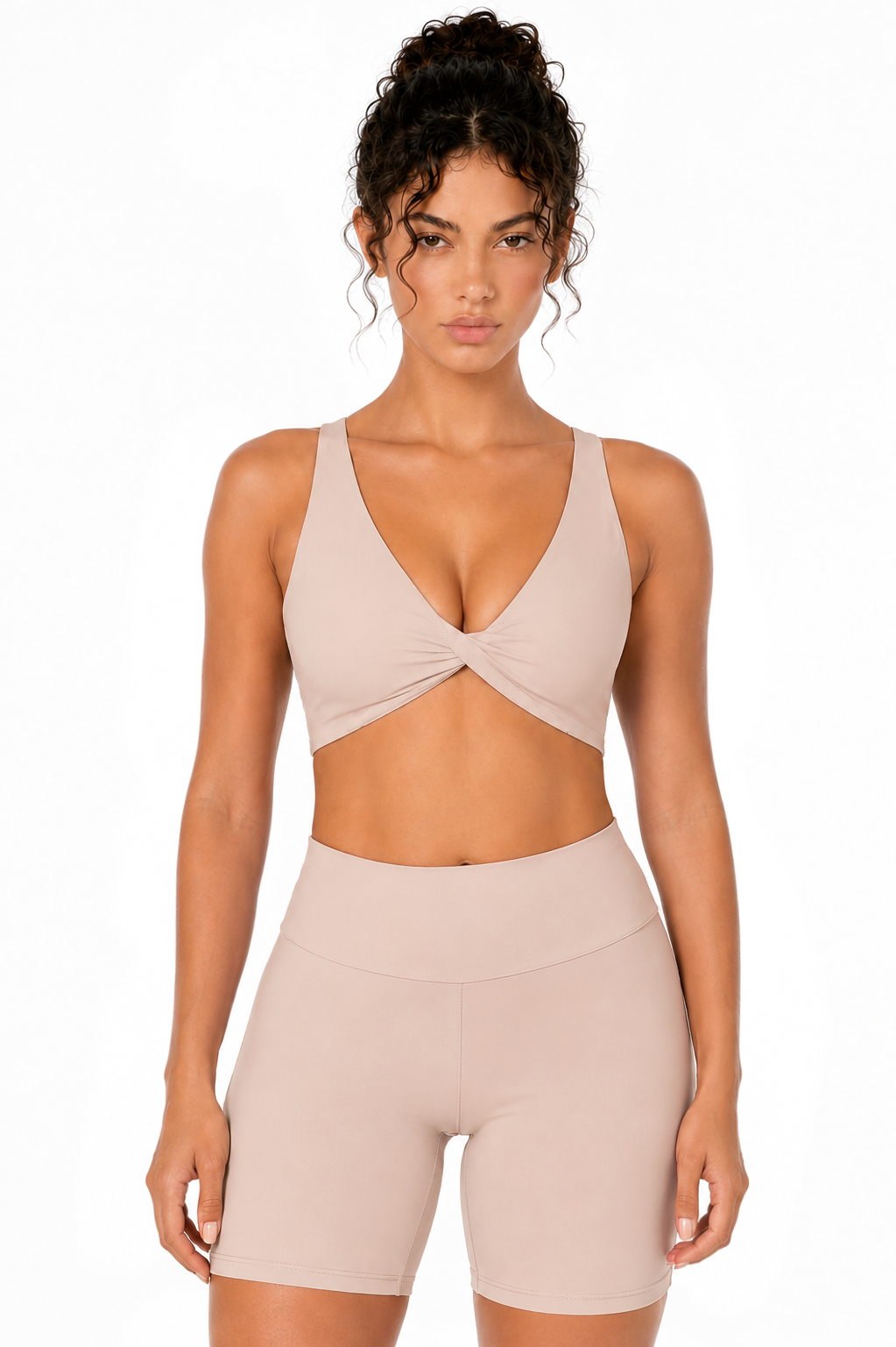 Sunzel Women's V-Neck Twist Sports Bra Low Impact with Removable Pads Cross Backless Straps Going Out Casual Padded Bralette