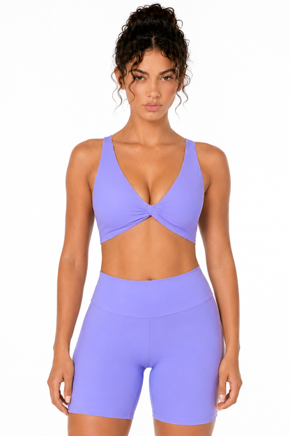 Sunzel Women's V-Neck Twist Sports Bra Low Impact with Removable Pads Cross Backless Straps Going Out Casual Padded Bralette
