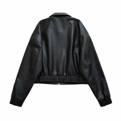 TRENDY URBAN STREET CASUAL JACKET – Lightweight, Oversized PU-Feel Outerwear with Pockets, Breathable & Wrinkle-Resistant for Everyday City Wear