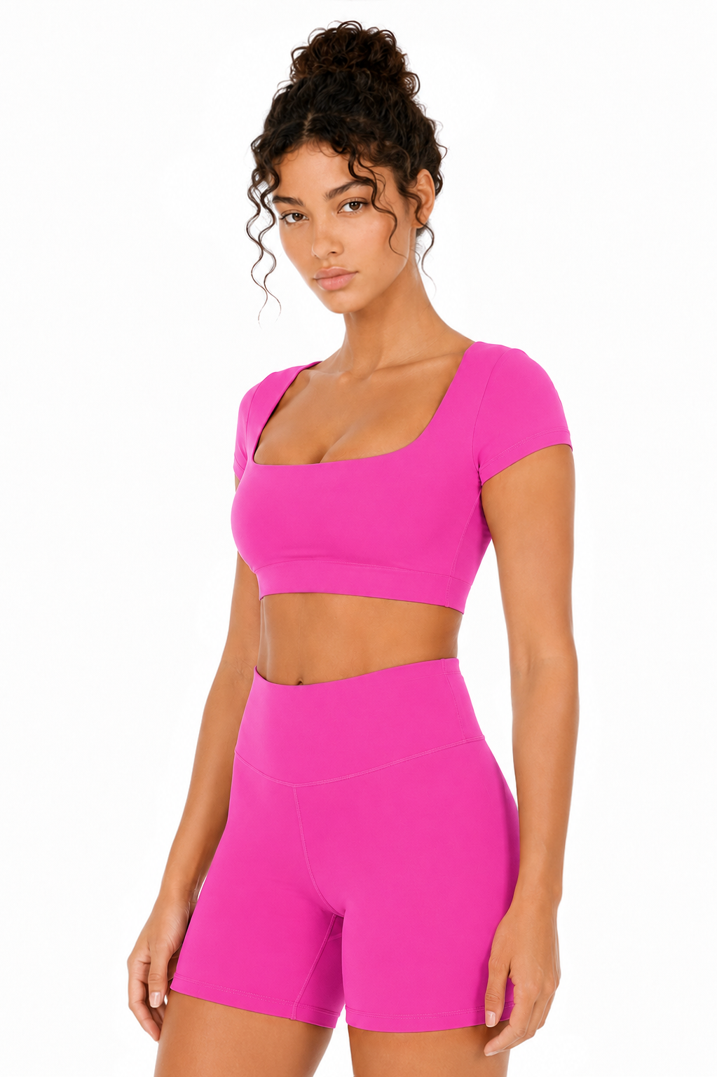 Sunzel Womens Short Sleeve Crop Top with Built in Bra Athletic Yoga T Shirt Casual Fitted Workout Gym Active Tee with Padding