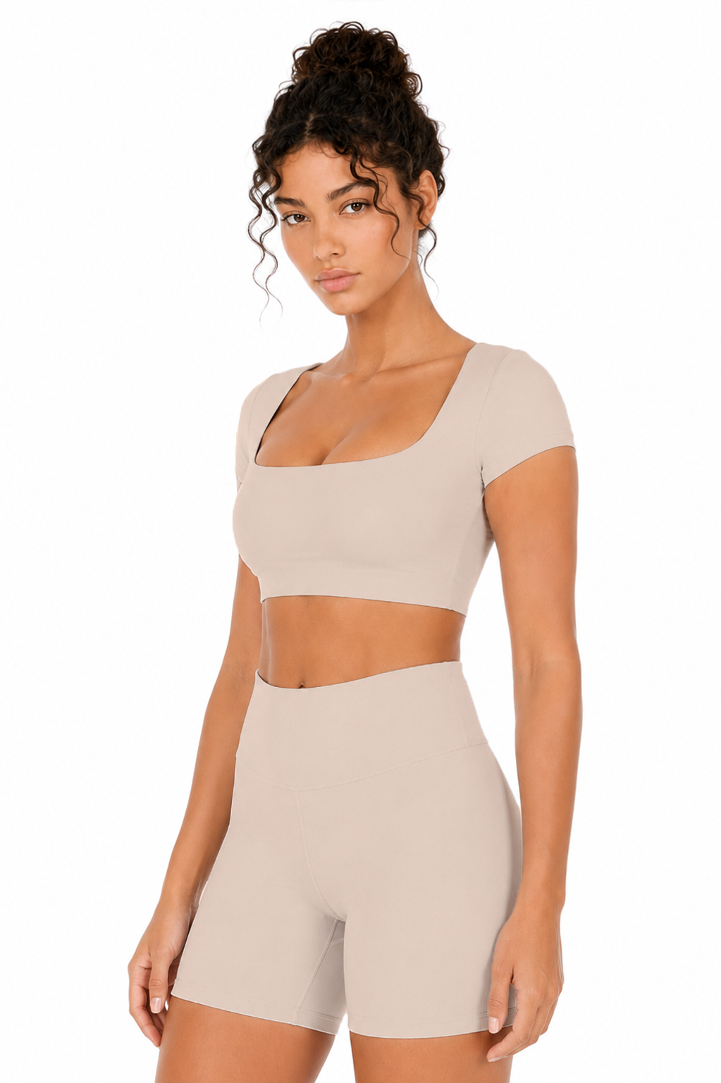Sunzel Womens Short Sleeve Crop Top with Built in Bra Athletic Yoga T Shirt Casual Fitted Workout Gym Active Tee with Padding