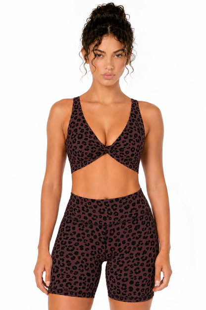 Sunzel Women's V-Neck Twist Sports Bra Low Impact with Removable Pads Cross Backless Straps Going Out Casual Padded Bralette
