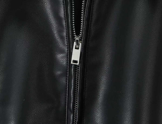 Sunzel Womens Faux Leather Bomber Jacket Oversized Zip Up Fall Coat with Pockets Casual Smoothing Flight Style Outerwear