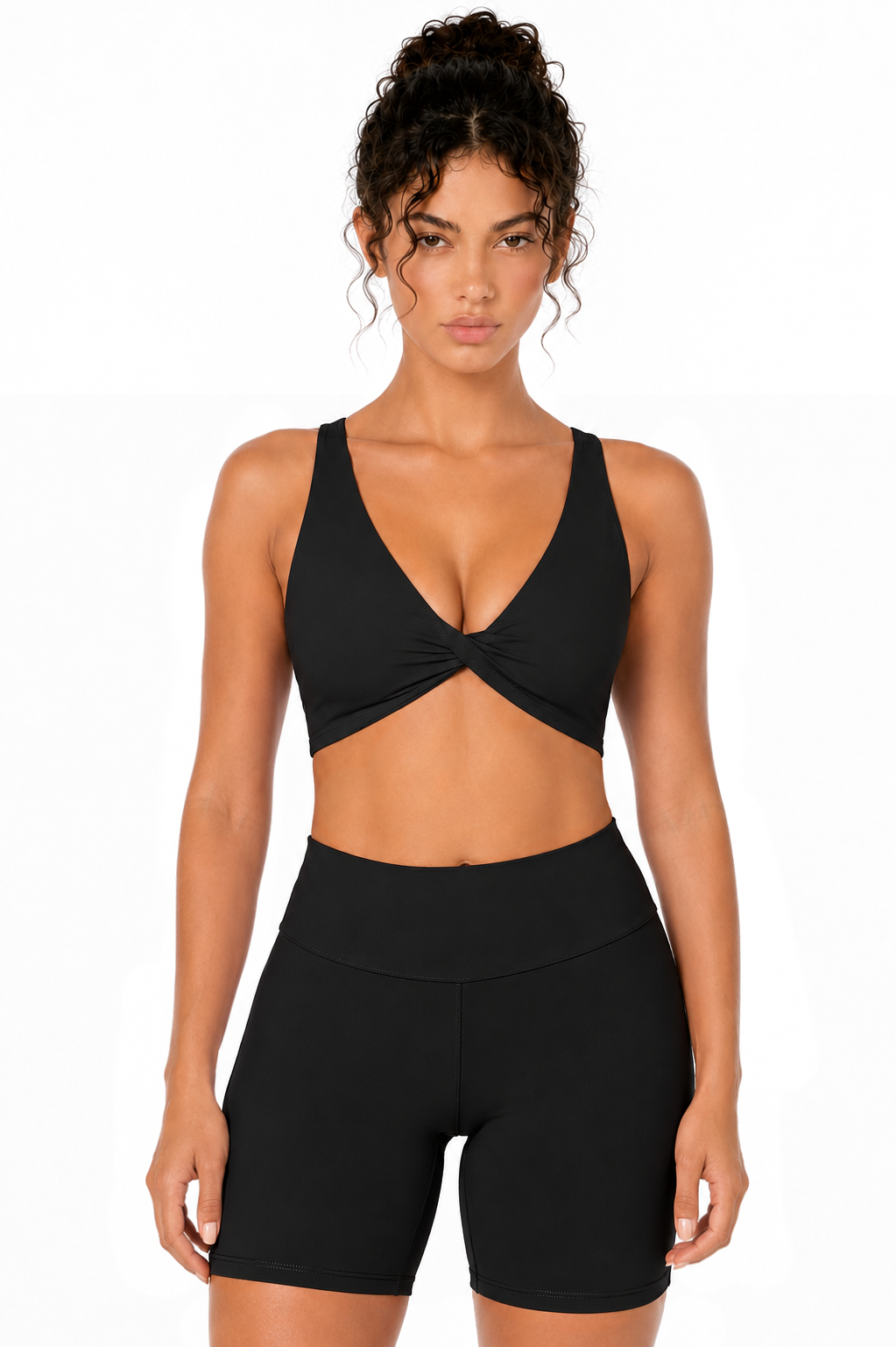 Sunzel Women's V-Neck Twist Sports Bra Low Impact with Removable Pads Cross Backless Straps Going Out Casual Padded Bralette
