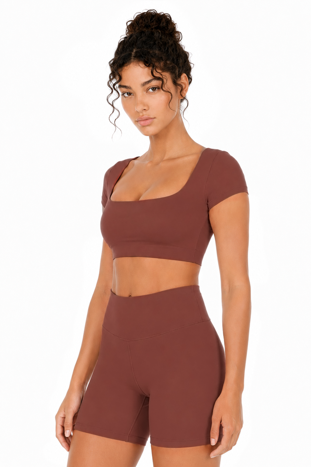 Sunzel Womens Short Sleeve Crop Top with Built in Bra Athletic Yoga T Shirt Casual Fitted Workout Gym Active Tee with Padding