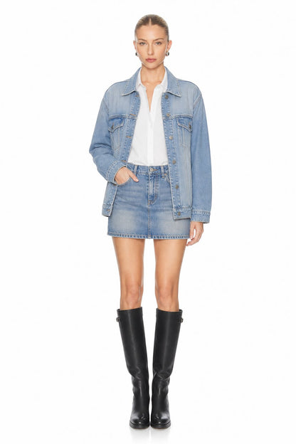 Sunzel Women's Low Rise Denim Mini Skirt Y2K Jean Skirt with Front Flap Pockets, Button Waist Short Skirt for Summer Going Out