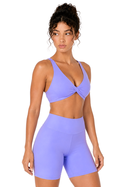 Sunzel Women's V-Neck Twist Sports Bra Low Impact with Removable Pads Cross Backless Straps Going Out Casual Padded Bralette