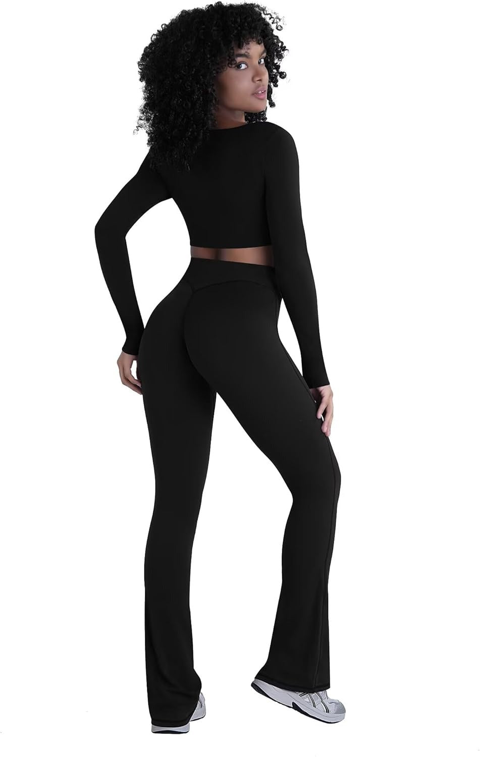 Sunzel No Front Seam Crossover Flare Leggings for Women Hidden Butt Lifting Scrunch Tummy Control Mini Flared Yoga Pants
