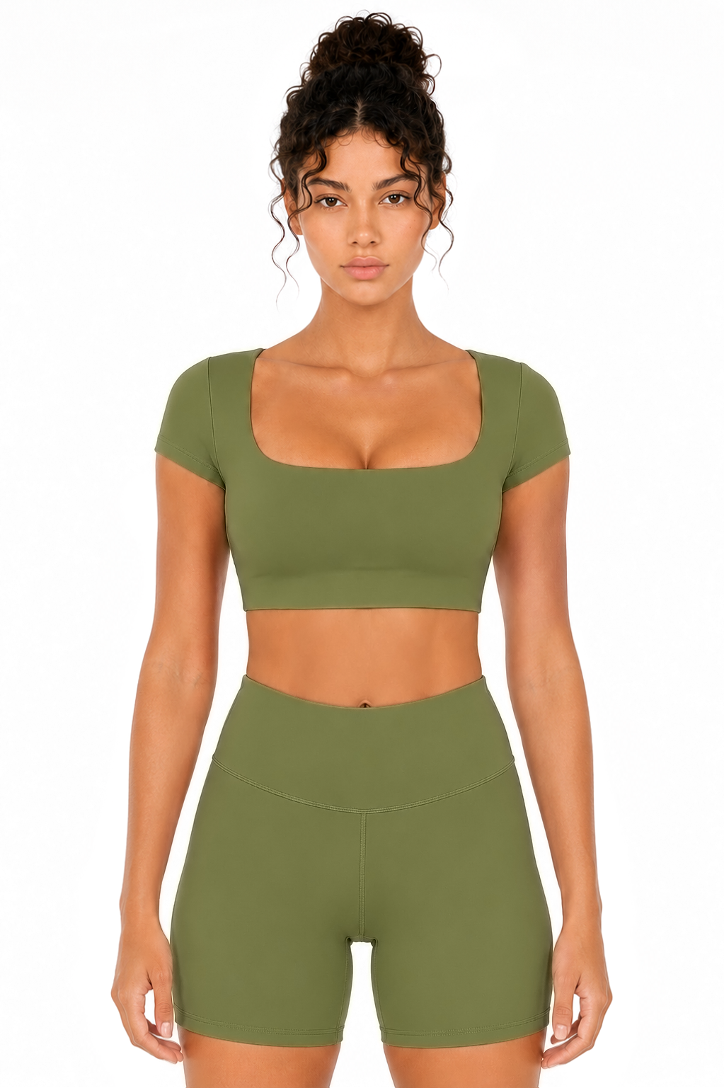 Sunzel Womens Short Sleeve Crop Top with Built in Bra Athletic Yoga T Shirt Casual Fitted Workout Gym Active Tee with Padding