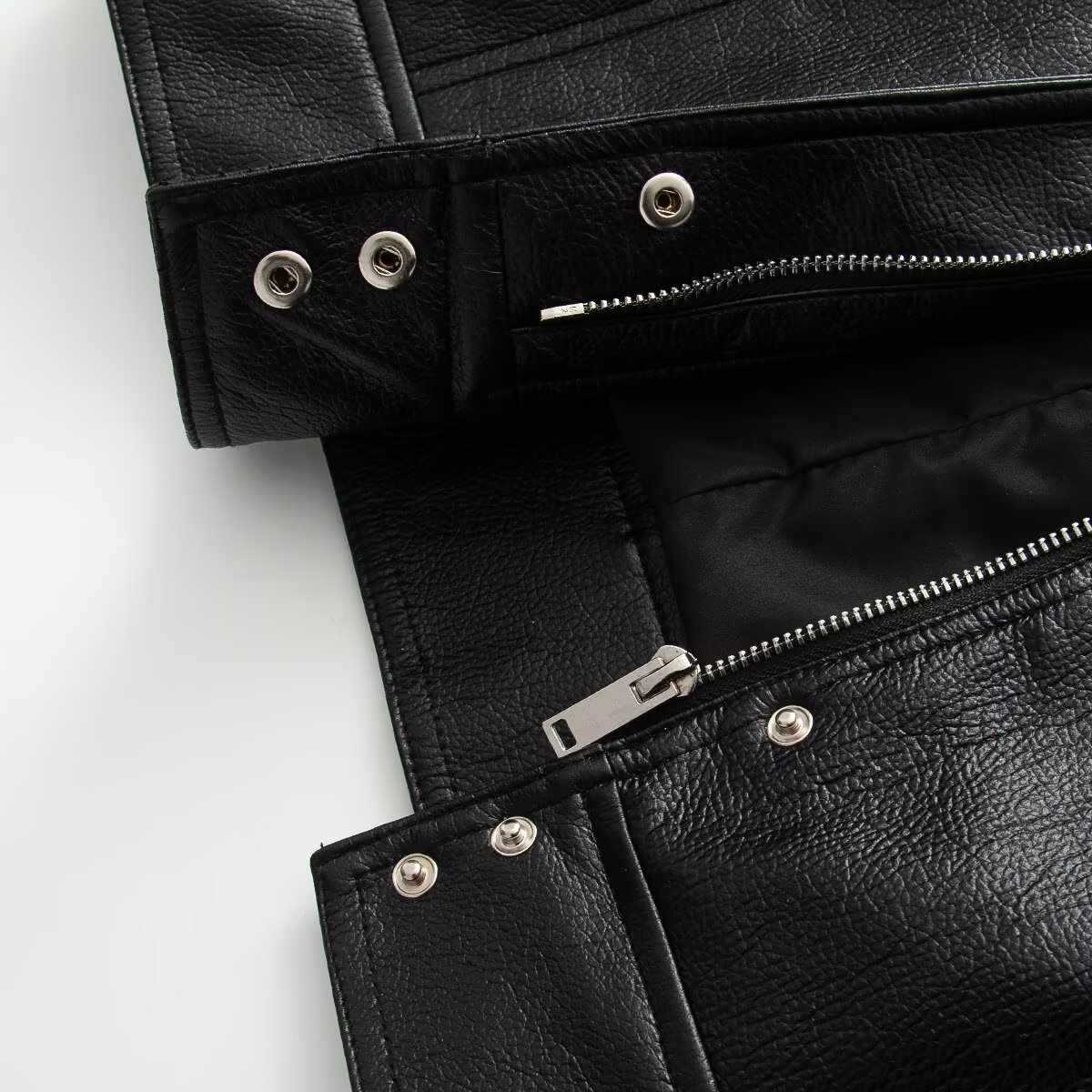 Sunzel Faux Leather Bomber Jacket Women Black Long Sleeve Zip Up Fall Streetwear Moto Coat with Pockets, Smooth Cropped Fit