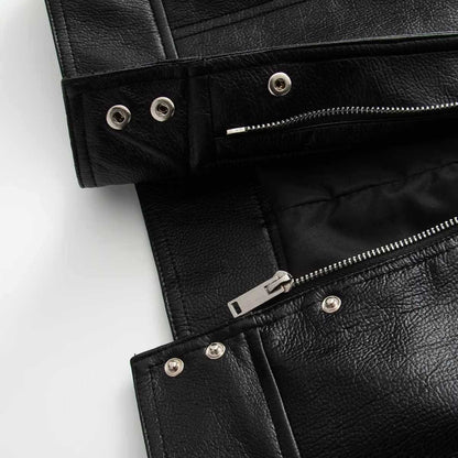 Sunzel Faux Leather Bomber Jacket Women Black Long Sleeve Zip Up Fall Streetwear Moto Coat with Pockets, Smooth Cropped Fit