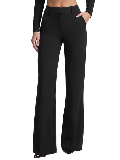 Sunzel Women's Low Rise Flare Dress Pants with Pockets Stretch Trousers