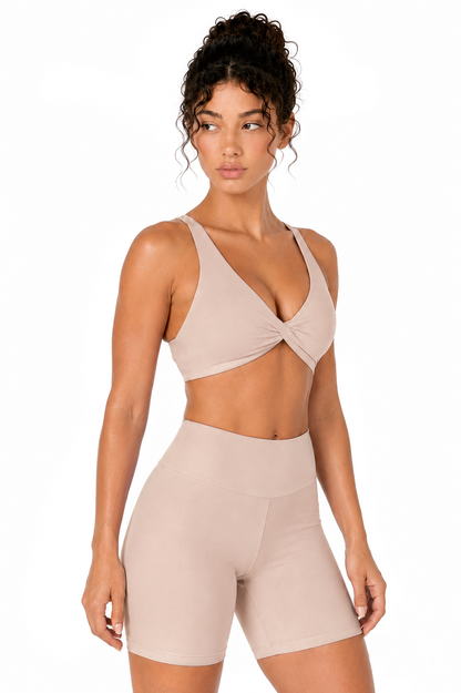 Sunzel Women's V-Neck Twist Sports Bra Low Impact with Removable Pads Cross Backless Straps Going Out Casual Padded Bralette