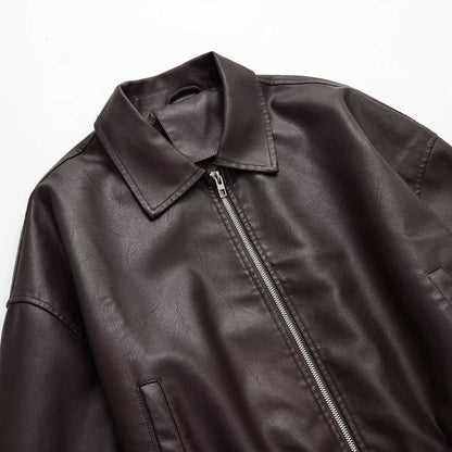 TRENDY URBAN STREET CASUAL JACKET – Lightweight, Oversized PU-Feel Outerwear with Pockets, Breathable & Wrinkle-Resistant for Everyday City Wear