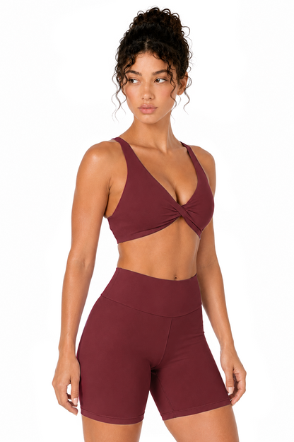 Sunzel Women's V-Neck Twist Sports Bra Low Impact with Removable Pads Cross Backless Straps Going Out Casual Padded Bralette