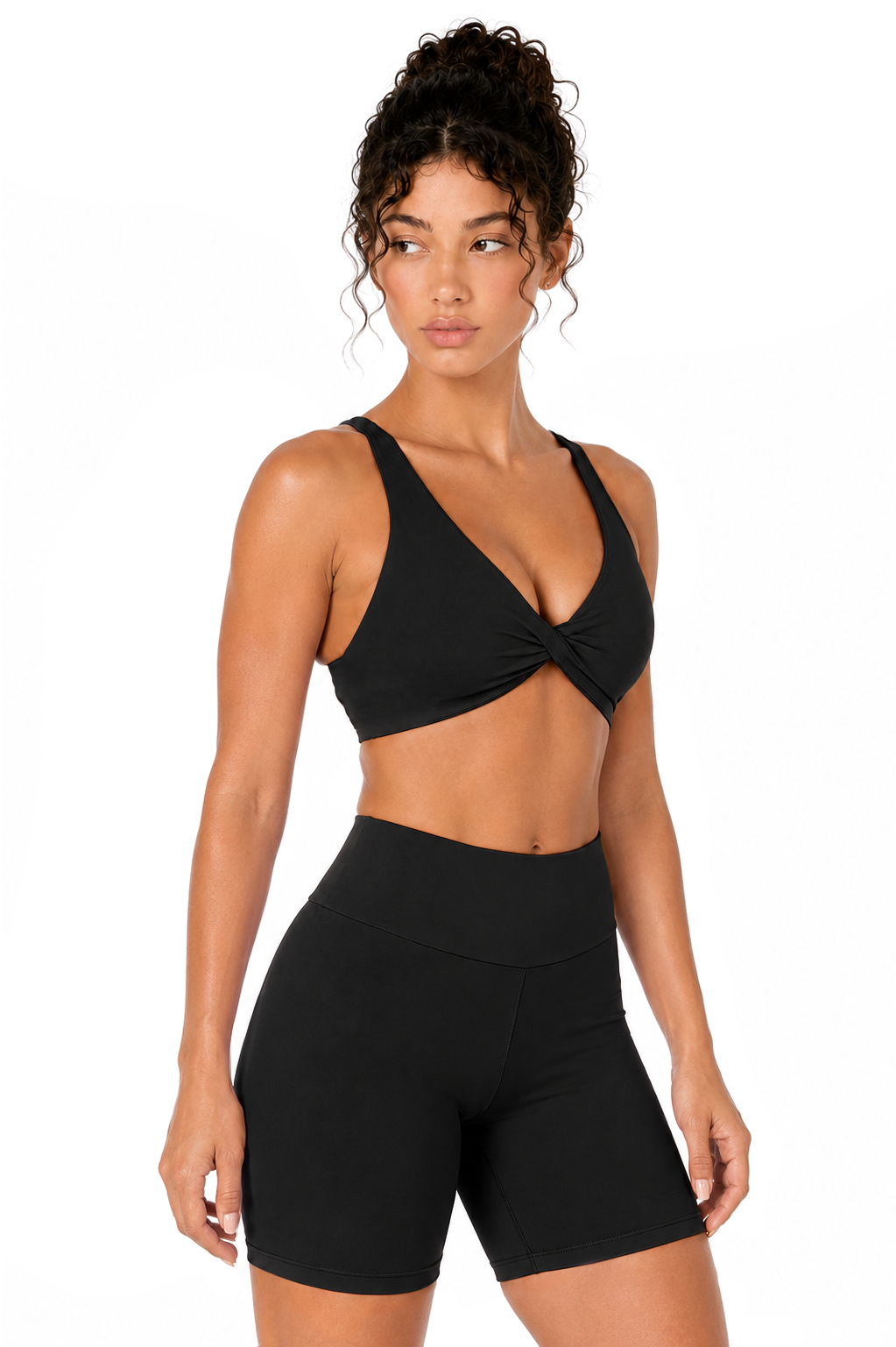 Sunzel Women's V-Neck Twist Sports Bra Low Impact with Removable Pads Cross Backless Straps Going Out Casual Padded Bralette