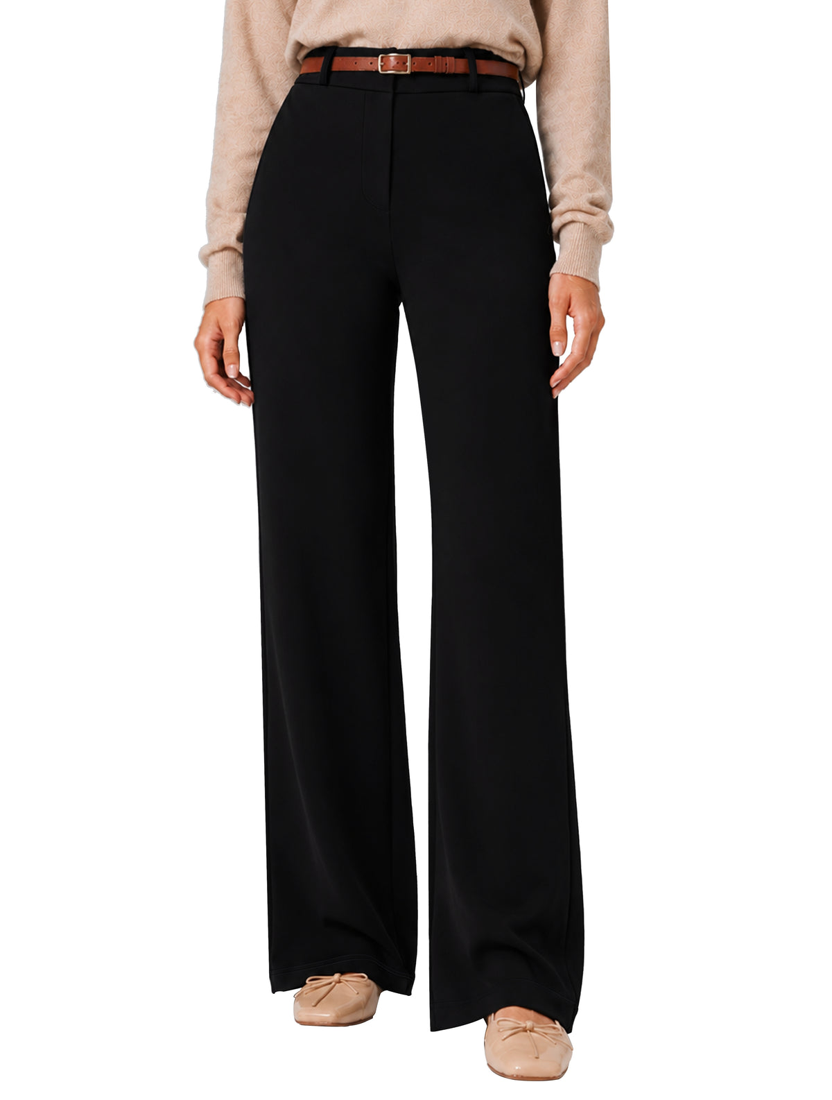 Sunzel Womens Stretch Wide Leg Dress Pants Hidden Butt Scrunch Work Trouser