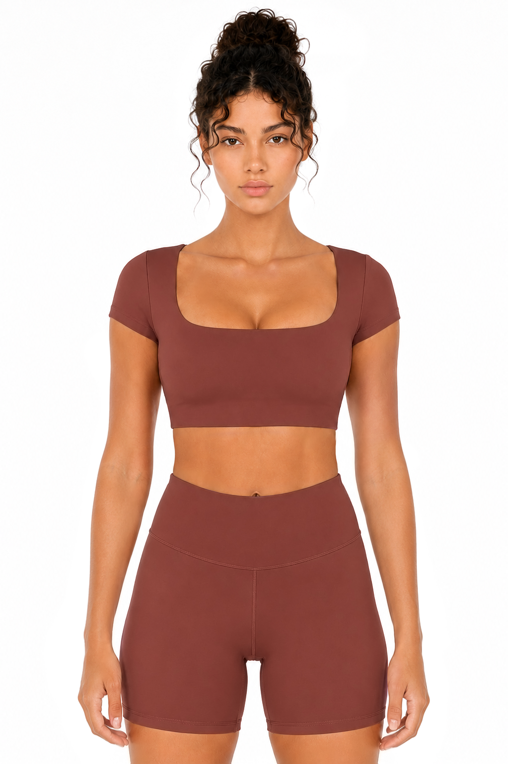 Sunzel Womens Short Sleeve Crop Top with Built in Bra Athletic Yoga T Shirt Casual Fitted Workout Gym Active Tee with Padding
