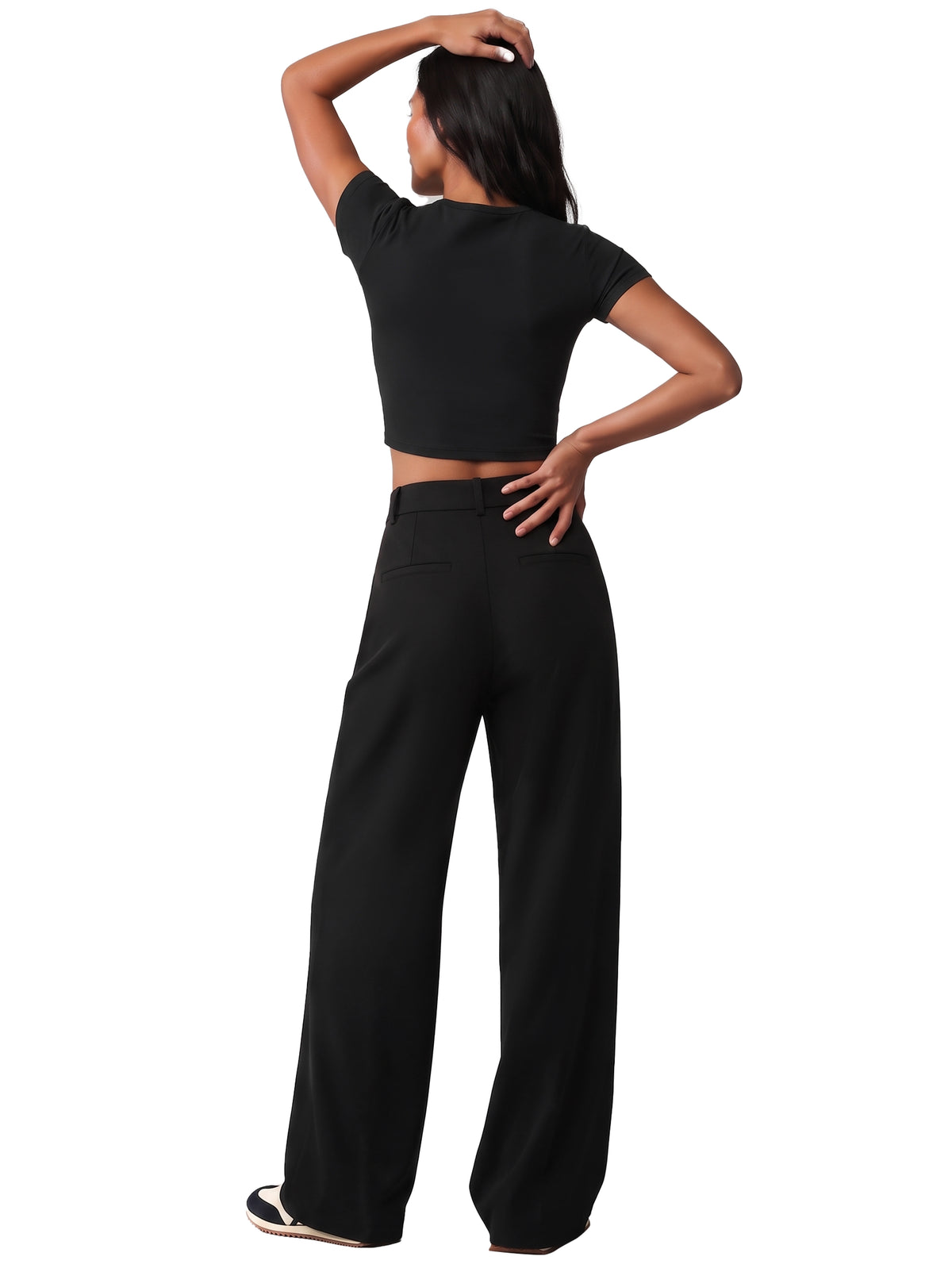 Sunzel Pleated Wide Leg Dress Pants for Women High Waisted Workout Trousers