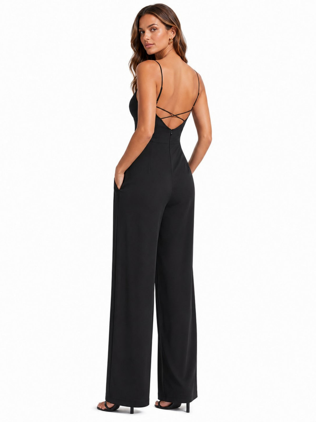 Sunzel Women's Dressy Casual Wide Leg Jumpsuit Open Back One Piece Outfit
