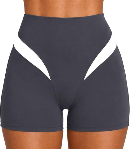 Sunzel Women No Front Seam Biker Shorts High Waist Squat Proof Yoga Short | 2.5"/4"/6"/9" Inseam, Colorblock Design, Tummy Control, Buttery Soft, Compression, Butt Lifting, 4-way Stretch, Gym Workout
