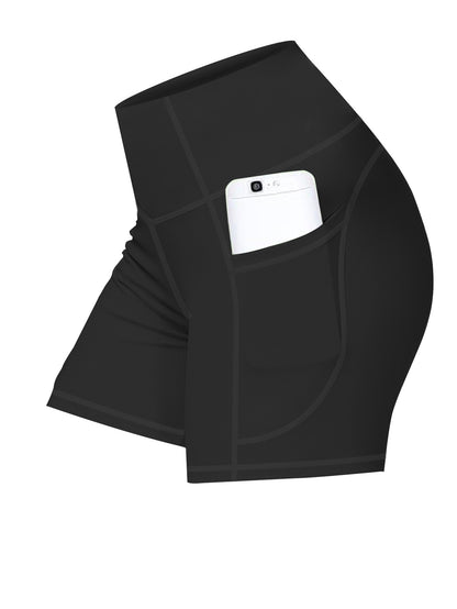 Plus Size 5XL High-Waisted Yoga Shorts for Women Tummy Control Workout Shorts with Phone Pocket Moisture-Wicking Fabric for Running Gym Yoga