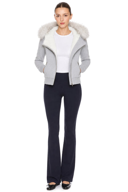 Sunzel Womens Zip Up Hoodie Jacket Faux Fur Hood Trim Cropped Coat, Sherpa Lined Warm Sweatshirt Jacket with Pockets, Fall Winter Casual Outerwear