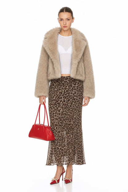 Sunzel Womens Faux Fur Coat Cropped Thick Jacket Plush Lapel Long Sleeve Smoothing Fall Winter Warm Outerwear with Pockets
