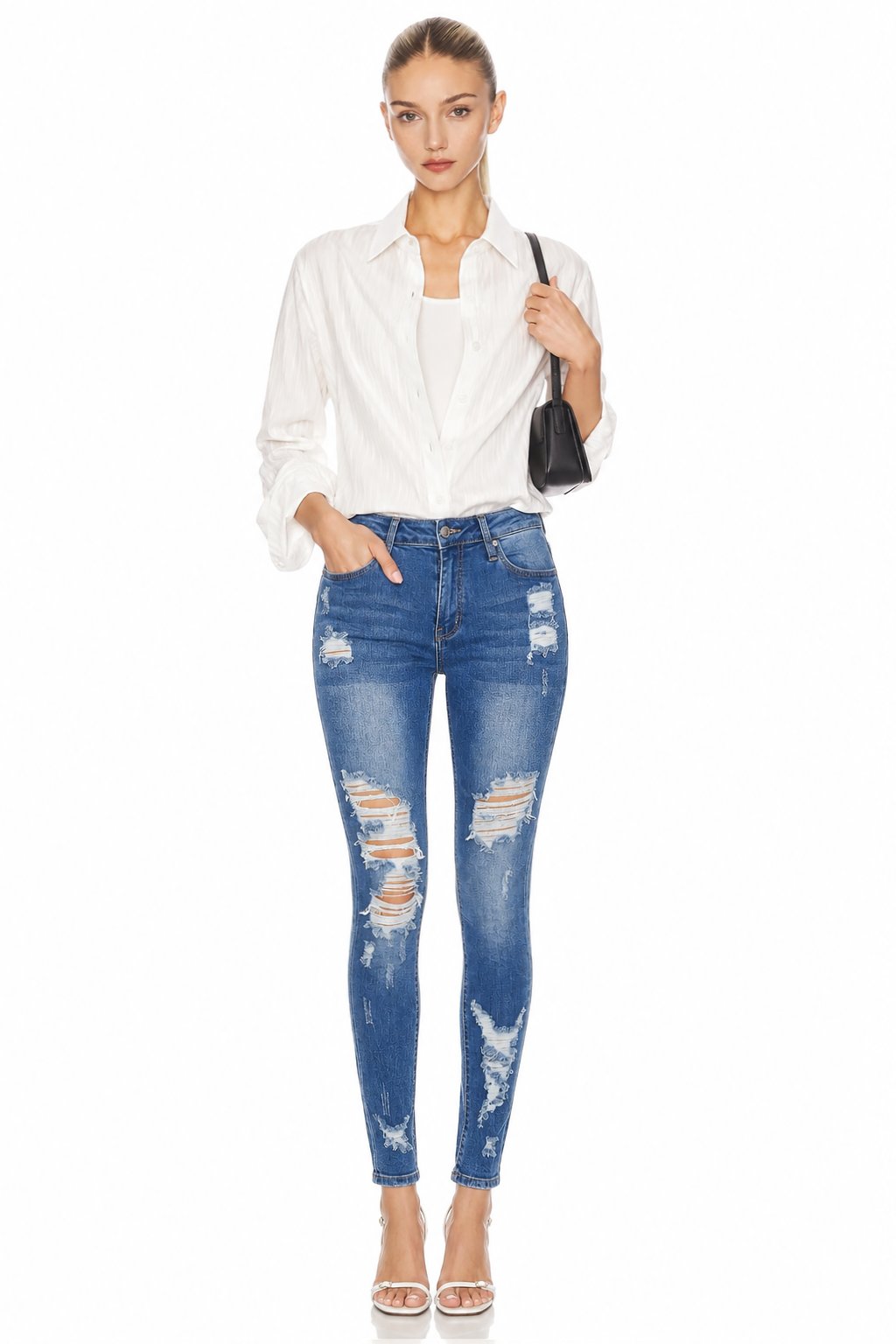 Sunzel Womens Ripped Skinny Jeans High Waisted Stretch Denim Pants, Distressed Ankle Jeans Slim Fit Casual Going Out Denim
