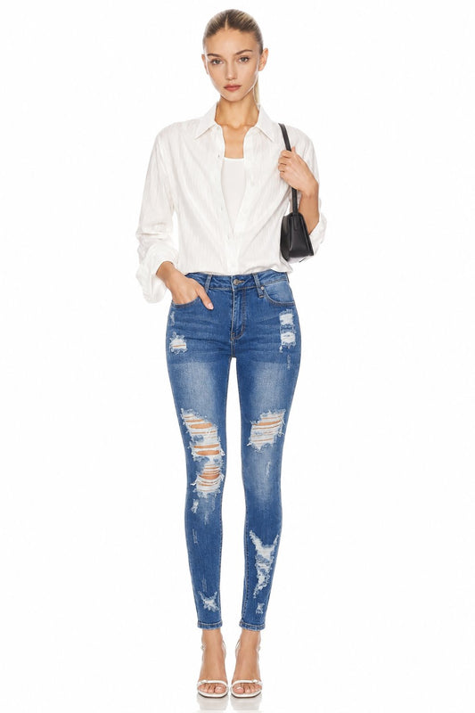 Sunzel Womens Ripped Skinny Jeans High Waisted Stretch Denim Pants, Distressed Ankle Jeans Slim Fit Casual Going Out Denim