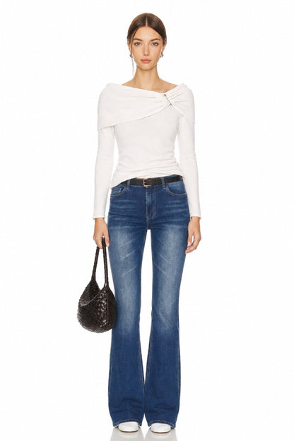 Sunzel Womens High Waisted Bootcut Jeans Flare Leg Stretch Denim Pants Medium Wash with Pockets