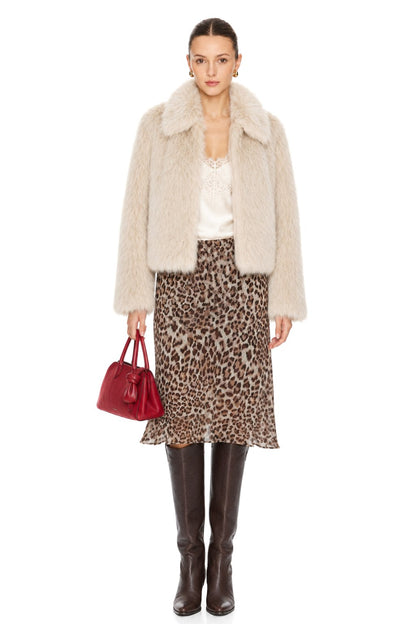 Sunzel Womens Leopard Print Midi Skirt High Waisted Slip Skirt, Fluted Hem Animal Print Going Out Party Skirt for Women