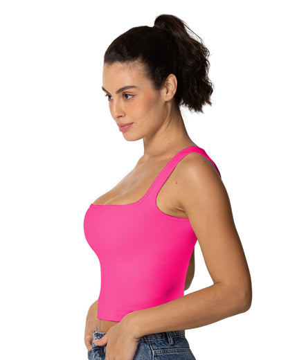 Sunzel Women's Sexy Sleeveless Crop Top Seamless Wide Square Neck Going Out Tops Summer Trendy Workout Yoga Casual Tank Top
