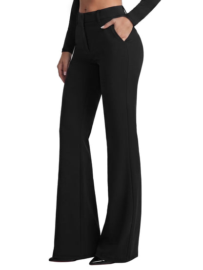 Sunzel Women's Low Rise Flare Dress Pants with Pockets Stretch Trousers