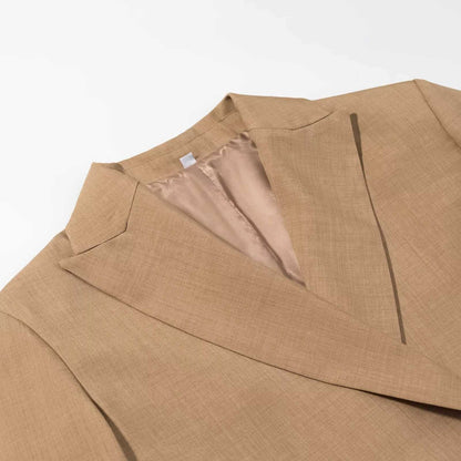 Sunzel Womens Blazer Coat, Camel Double Breasted Slim Fit Dress Coat, Lapel Collar Long Sleeve Office Fall Outerwear