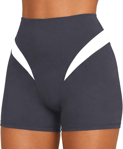 Sunzel Women No Front Seam Biker Shorts High Waist Squat Proof Yoga Short | 2.5"/4"/6"/9" Inseam, Colorblock Design, Tummy Control, Buttery Soft, Compression, Butt Lifting, 4-way Stretch, Gym Workout
