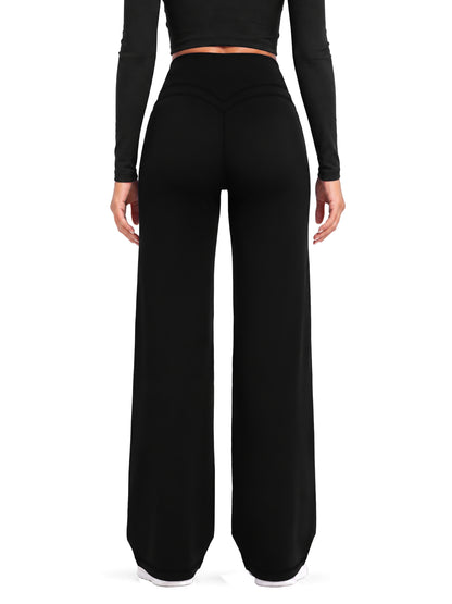 Sunzel Women's Fleece Lined Wide Leg Leggings Scrunch Butt Yoga Pants