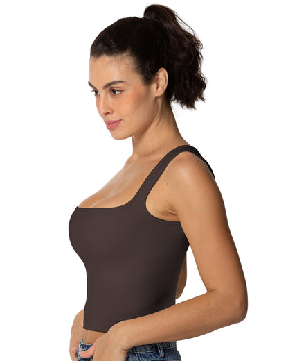 Sunzel Women's Sexy Sleeveless Crop Top Seamless Wide Square Neck Going Out Tops Summer Trendy Workout Yoga Casual Tank Top