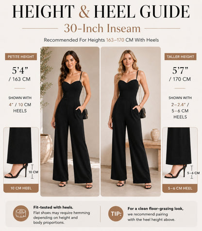 Sunzel Women's Dressy Casual Wide Leg Jumpsuit Open Back One Piece Outfit