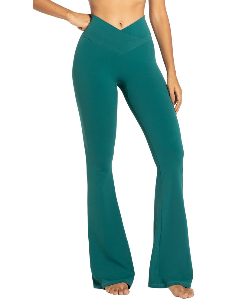 Flare yogabroek voor dames met zakken-V crossover hoge Flare yogabroek voor dames met zakken-V crossover hoge