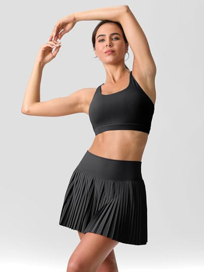 Pleated Tennis Skirt Golf Skorts for Woman Side Pocket Athletic Skirt Moisture-Wicking High Workout Skirt Perfect for Gym Running