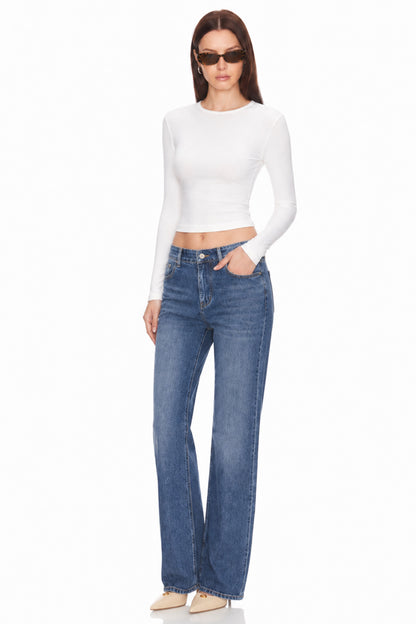 Sunzel Women's Mid Rise Wide Leg Jeans Denim Pants, Clean Wash Loose Straight Leg Jeans with Pockets, Casual Vintage Full Length Jeans