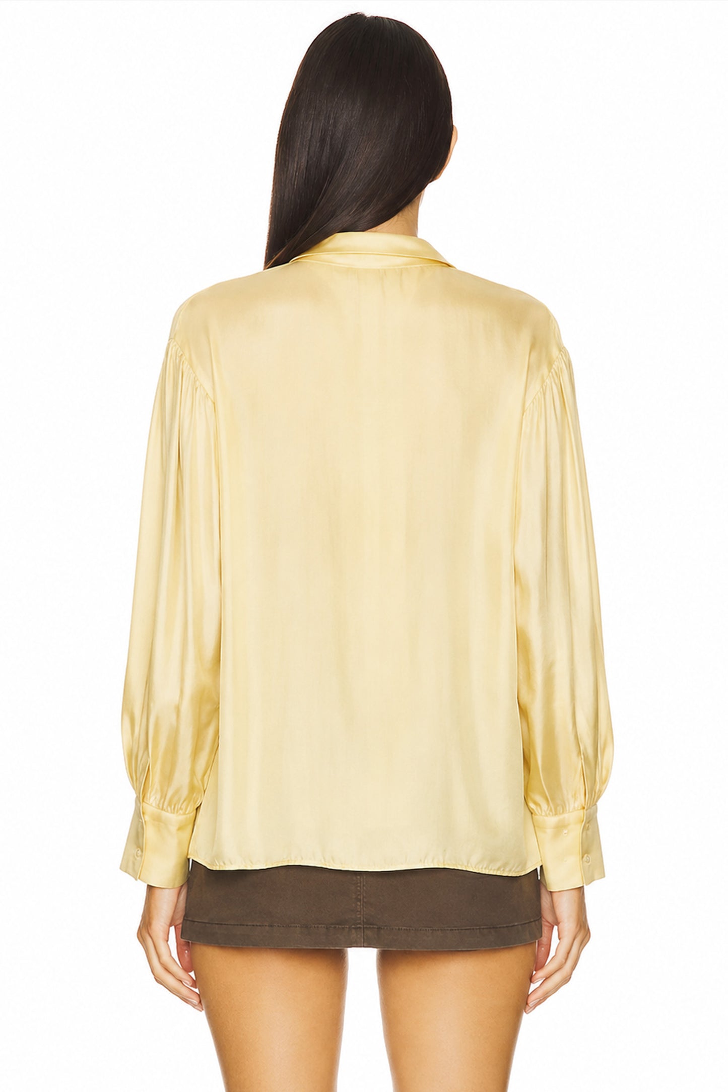 Sunzel Womens Satin Tie Neck Blouse Long Sleeve V Neck Silky Dressy Office Top Loose Elegant Shirt