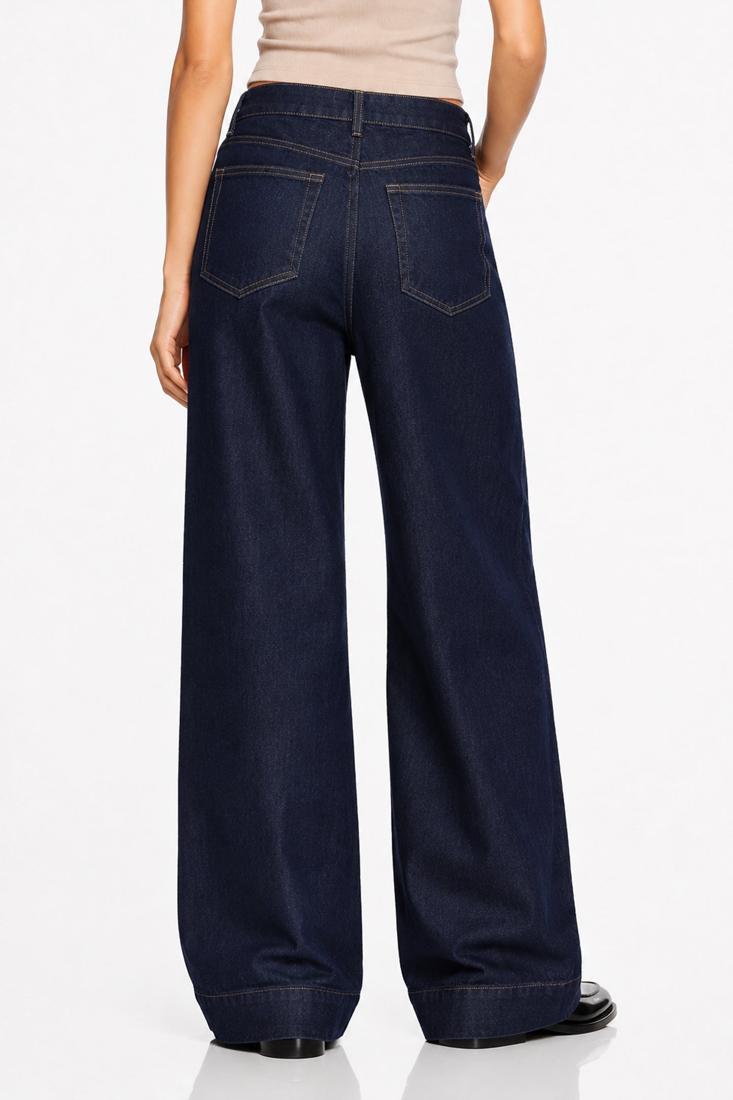 Sunzel Womens Trouser Wide Leg Jeans High Waisted Denim Pants, Dark Wash Loose Long Street Jeans with Pockets