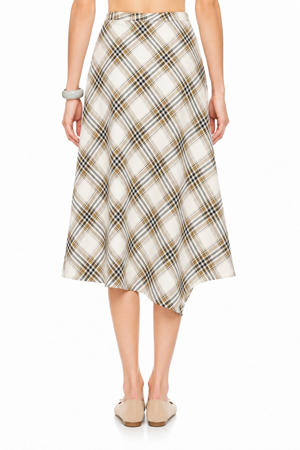 Sunzel Women's Plaid Midi Skirt High Waisted A Line Skirt, Asymmetrical Wrap Front Flowy Fall Casual Going Out Skirt