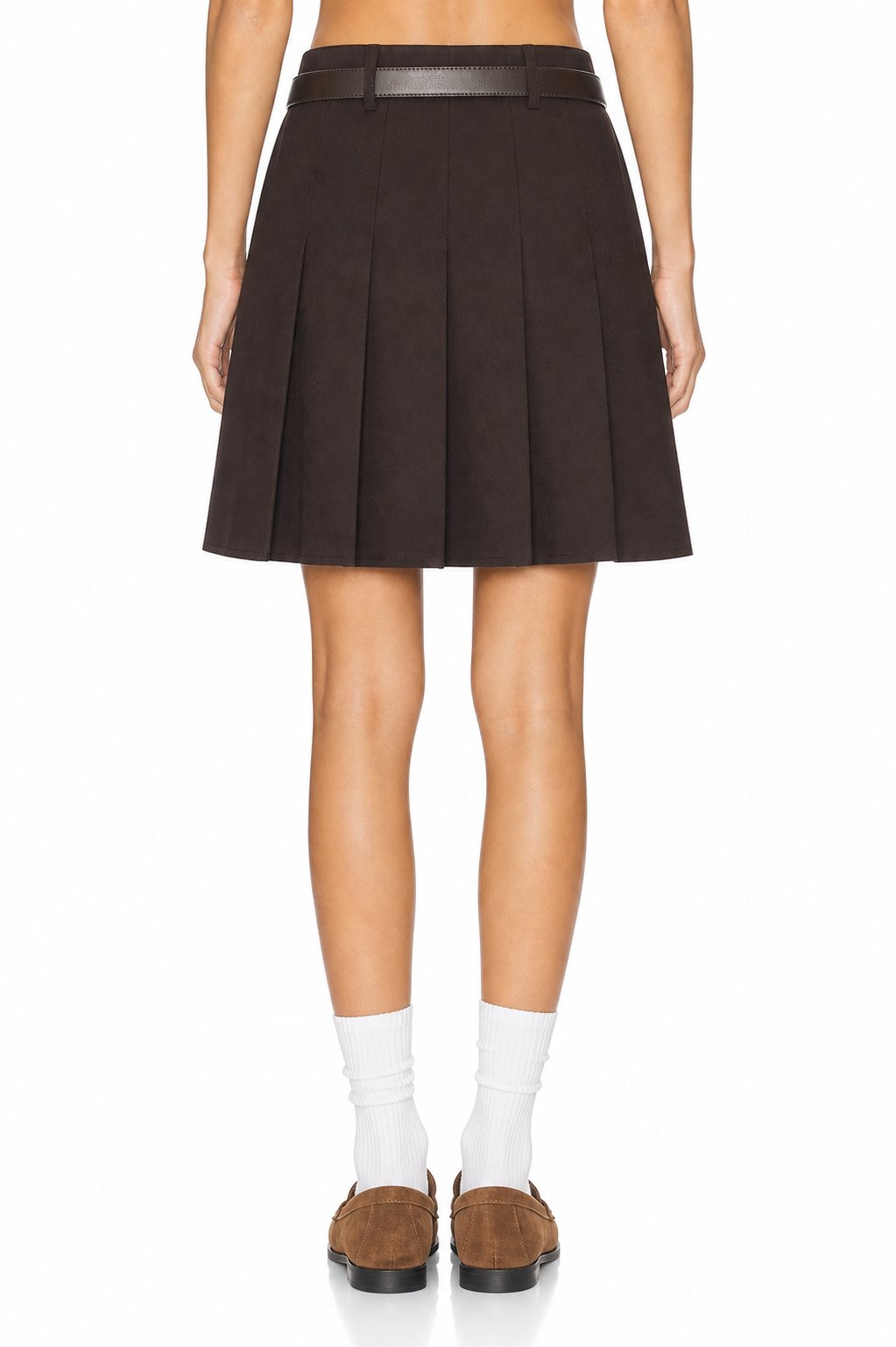 Sunzel Women's Belted Pleated Mini Skirt A Line Skirt, Brown Preppy Y2K School Girl Casual Going Out Skirt