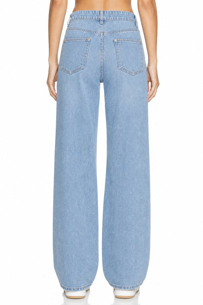 Sunzel Womens Drawstring Wide Leg Jeans High Waisted Elastic Waist Denim Pants with Pockets