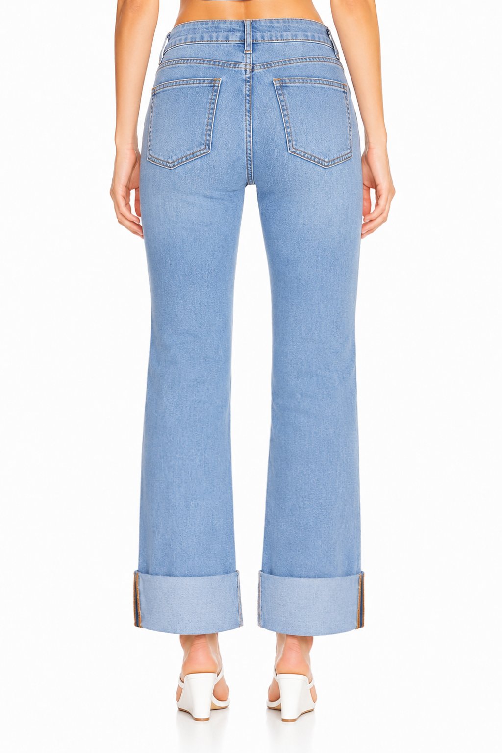 Sunzel Womens Cuffed Straight Leg Jeans High Waisted Distressed Denim Pants, Rolled Hem Casual Jean Pants with Pockets