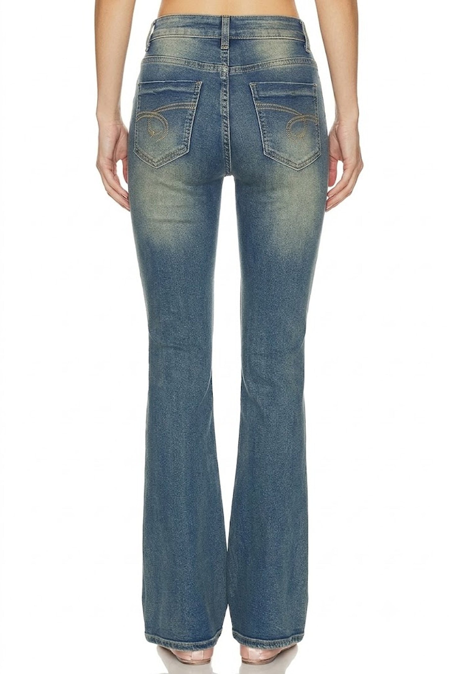Sunzel Womens Vintage Flare Jeans High Waisted Stretch Denim Pants, Embroidered Pocket Bootcut Jeans Going Out Denim